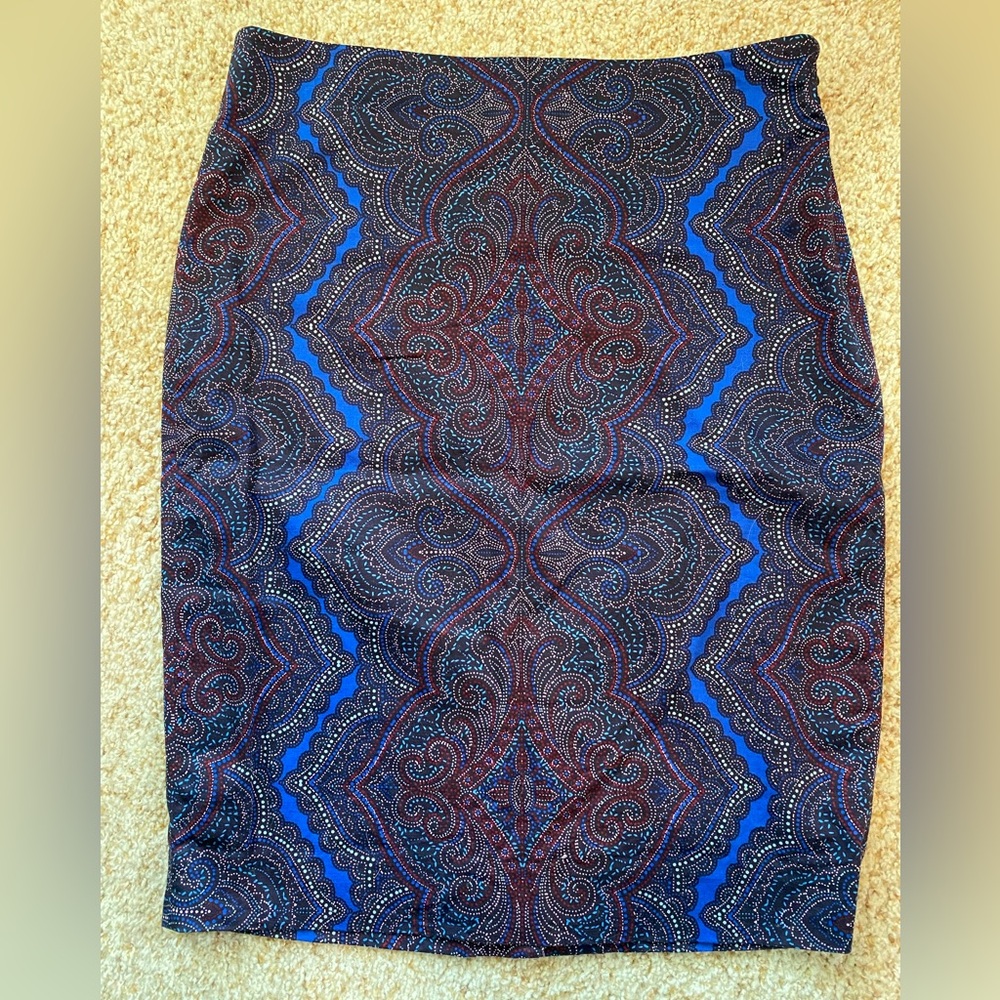 Limited Paisley Pencil Skirt - Blue and Red